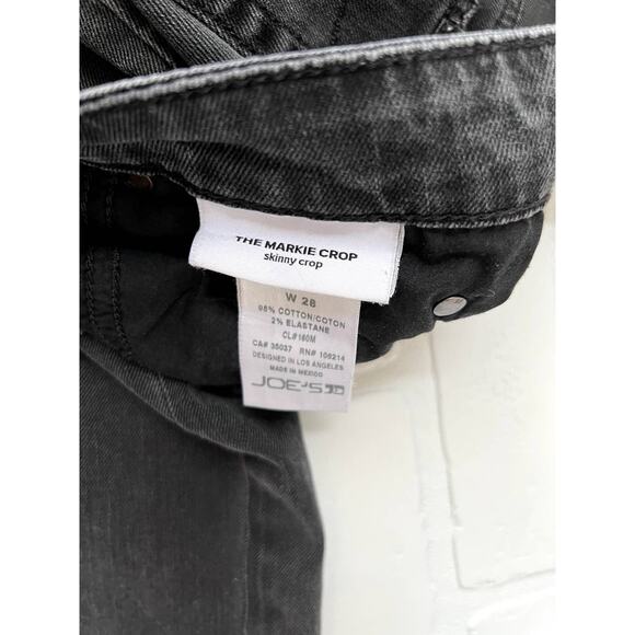 JOE'S JJ Markie Crop Skinnie Crop Black Distressed Knee Jeans - sz 28 - Picture 5 of 8